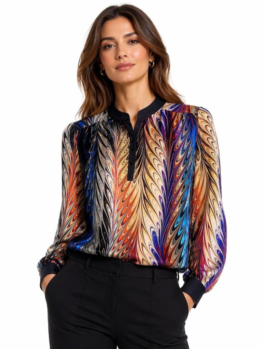 Mary Katrantzou Multicolor Peacock Print Tunic Top